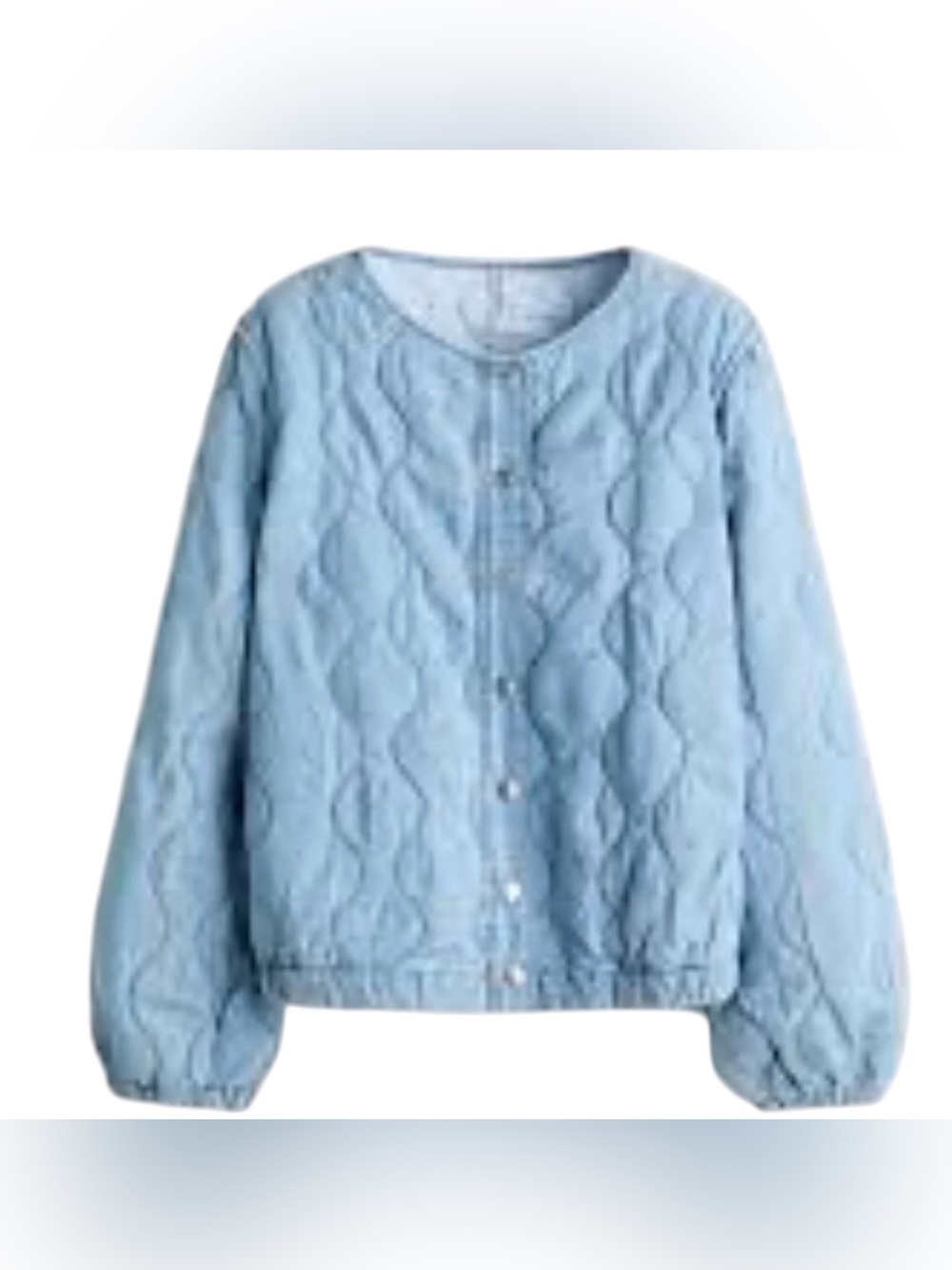 H&M NWT Quilted Denim Jacket Featuring a wave-stitched Pattern.    
     SIZE XS